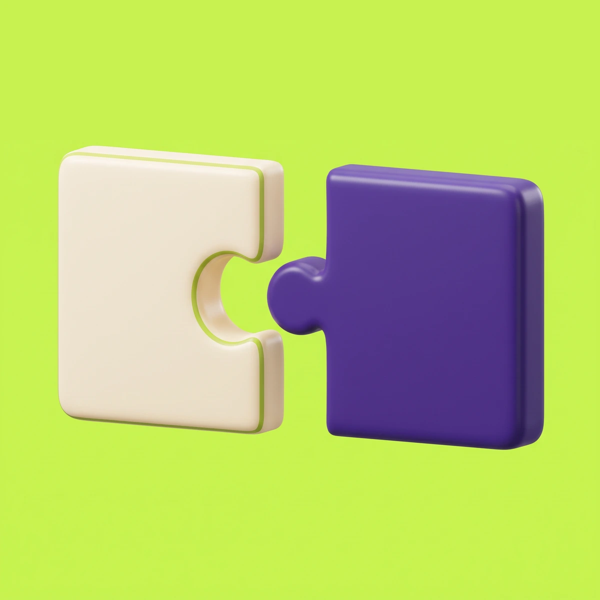 Two puzzle pieces about to fit together